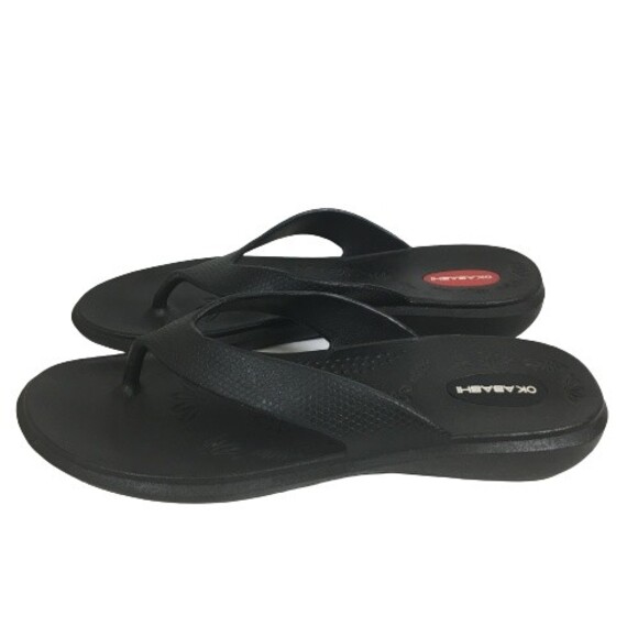 Okabashi Women's Size M/L Black Flip Flops Thongs Sandals Beach Slip On Made USA - Picture 5 of 10
